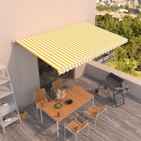 Tenda Da Sole Retrattile Manuale 500x350 Cm Gialla E Bianca /