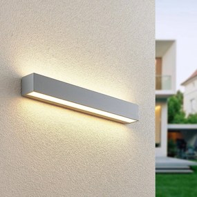 Lucande Applique a LED Lengo, 50 cm, argento, a 2 luci, IP65