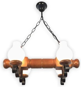Brilagi - Lampadario a sospensione con catena RUSTIC 4xE14/40W/230V faggio/noce