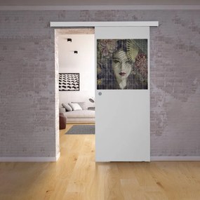 Porta scorrevole Donna in vetro, L 88 x H 215 cm, con binario Atelier bianco