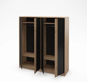 Armadio effetto rovere con decoro nero-naturale 180x197,5x53 cm Dennis - Marckeric