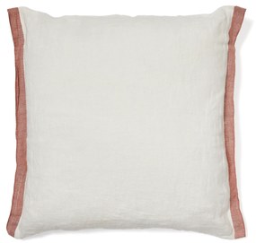 Kave Home - Federa cuscino Suerta 100% lino bianco e terracotta 45 x 45 cm