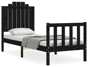 Giroletto con testiera nero 2ft6 small single in legno massello