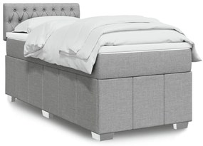 Giroletto A Molle Con Materasso Grigio Chiaro 90x190 Cm Tessuto /