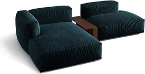 Divano angolare componibile blu scuro (con penisola a sinistra/con chaise lounge) con rivestimento in velluto Martina – Micadoni