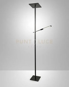 Ideal lampada da terra in alluminio nero 2 luci a led 3000k - 40w+8...