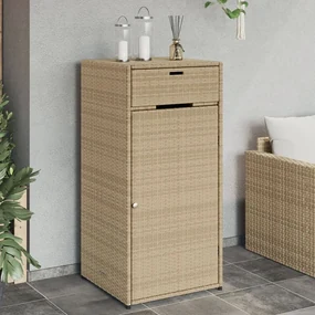 Armadietto Portaoggetti Giardino Beige 55x55x111cm Polyrattan /