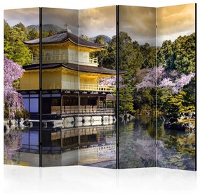 Paravento Paesaggio giapponese II (5 części) - architettura asiatica