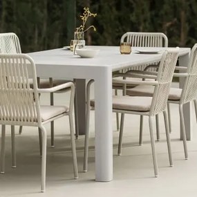 Set Tavolo Rettangolare Arnadine (180x100 Cm) E 6 Sedie Da Giardino Impilabili In Alluminio Alberta Grigio Chiaro - Sklum