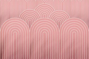 Carta da parati autoadesiva – Motivo arcobaleno Mid-Century rosa antico