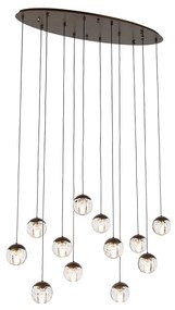 Lampadario di design bronzo scuro con vetro trasparente 12 luci - Inge