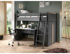 Letto rialzato per bambini grigio scuro 90x200 cm London - Vipack