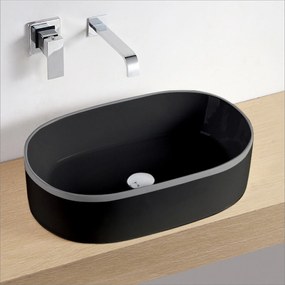 Lavabo D'Appoggio 56,5x36,5 Cm Rubicer "Break The Rules" Nero Matto/Grigio