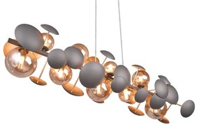 Lampada a sospensione con paralume in vetro grigio-oro Bubble - Trio Select