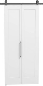 Porta Scorrevole a Libro 90x210 cm con Superficie Verniciabile in MDF e Carbonio Bianco...