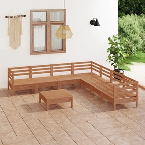 Set Salotto da Giardino 8 pz in Legno Massello di Pino Miele