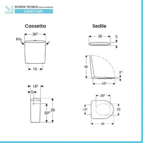 Vaso monoblocco con scarico a parete e sedile termoindurente con chiusura standard – Selnova