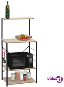 vidaXL Mobile Microonde Nero e Rovere 60x39,6x123cm Legno Multistrato