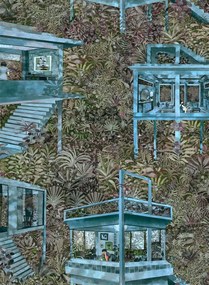 Arte International Carta da parati Palafitas Amazonia - Azure