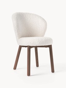 Sedia imbottita in teddy con gambe in legno di frassino Serena