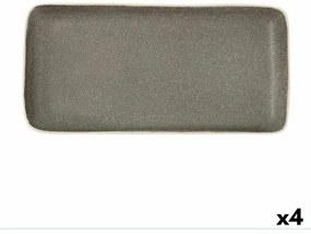 Vassoio per aperitivi Bidasoa Gio Rettangolare Grigio 28 x 14 cm Ceramica (4 Unità)