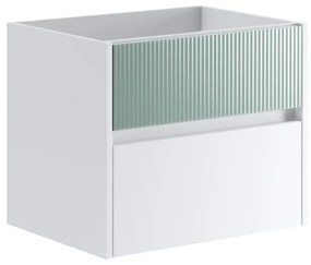 Mobile da bagno sotto lavabo Niwa bianco frontale in vetro verde timo laccato opaco L 59.5 x H 50 x P 45.5 cm 2 cassetti, lavabo non incluso