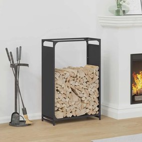 Rastrelliera Per Legna Da Ardere Nera 60x28x90 Cm /