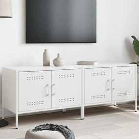 Mobili Tv 2pz Bianchi 68x39x50,5 Cm İn Acciaio /