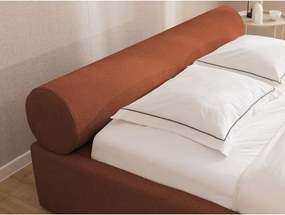 Letto matrimoniale imbottito color terracotta con contenitore con rete inclusa 140x200 cm Cille – Ropez