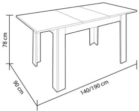 Tavolo Da Pranzo Allungabile 140-190x90 Cm Kendra Rovere Nodi