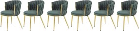 Set di 6 sedie K517 velluto verde/oro
