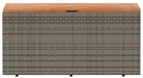 Contenitore giardino grigio 110x50x54cm polyrattan legno acacia