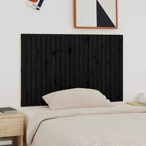 Testiera Da Parete Nera 140x3x90 Cm İn Legno Massello Di Pino /