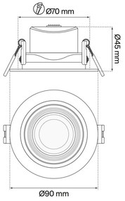 Faro Incasso Tondo 7W CCT Ø70mm 38° Orientabile Dimmerabile Colore Bianco Variabile CCT