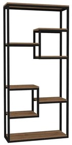 Libreria A Parete Stile Industrial In Ferro Con Ripiani Effetto Legno Rovere Emina