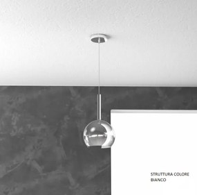 Sosp. bianco 1 luce piccola cromo 1155bi-sp-cr