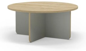 Tavolino da salotto rotondo in verde chiaro/di colore naturale con piano effetto rovere ø 80 cm Hillary – Marckeric