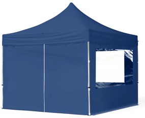 TOOLPORT 3x3m gazebo pieghevole con laterali (finestre panoramiche), ECONOMY alluminio, blu scuro - (59001)