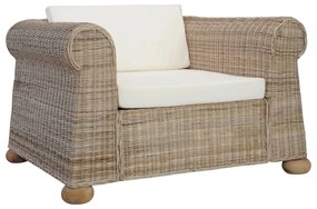 Set di divani 3 pz con cuscini in rattan naturale