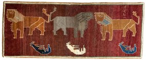 Gabbeh Tappeto 220 x 90 Rosso (Iran) Annodato A Mano