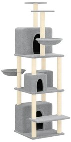 Albero per gatti con tiragraffi in sisal grigio chiaro 180 cm