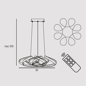 Sospensione Contemporanea Flower Metallo Bianco Led 54W