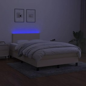 Letto a molle con materasso e led crema 120x200cm in tessuto