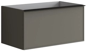 Mobile da bagno sotto lavabo Pixel frame frontale grigio carbone e maniglia alluminio nero laccato opaco L 80 x H 40 x P 45.5 cm 1 cassetto, lavabo non incluso