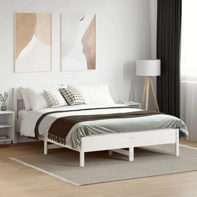 Giroletto con testiera bianco 140x190 cm in legno massello pino