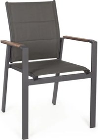 Sedie da esterno in alluminio con braccioli in legno e seduta in textilene Bizzotto Kubik - 4 pezzi