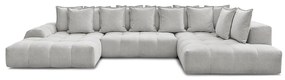 Divano angolare grigio chiaro allungabile e con contenitore (penisola a destra/a U) con rivestimento in ciniglia Everest – Bobochic Paris