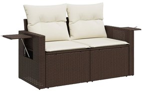 Set divano da giardino 5 pz con cuscini marrone in polyrattan