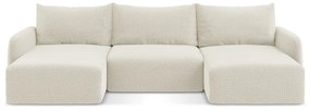 Divano angolare color crema allungabile/con contenitore Kalena – Makamii