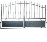 Cancello battente Zerbion in ferro, apertura centrale, L 400 x  H 180 -200 cm, di colore grigio zincato